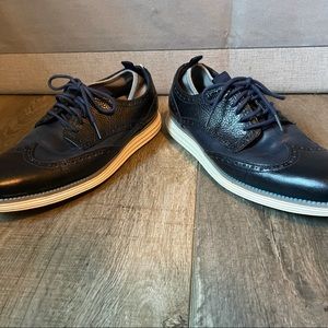 Cole Haan Navy Leather Softside Wingtips